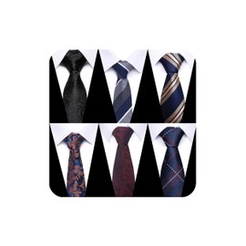 joy alice Tie For Men 6 PCS Necktie Woven Jacquard Neck Ties Set (Blue,Black,Gold)