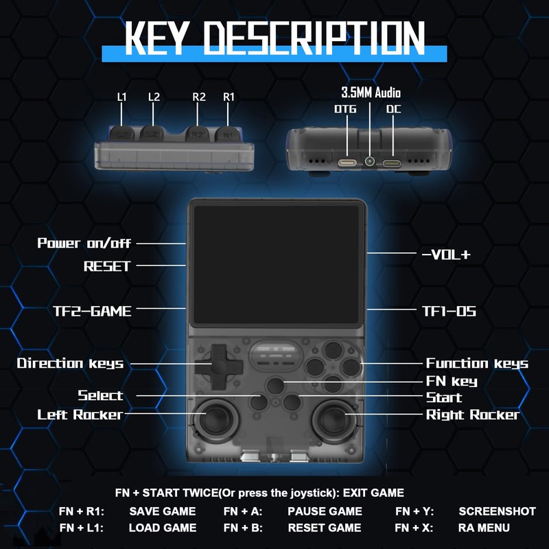 RegiisJoy Handheld Game Console 3.5 inch IPS Screen 30000 Games