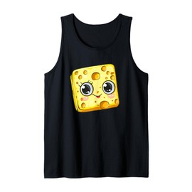 Adorable Cheese Face Cartoon Smiling Tank Top