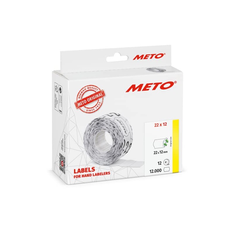 Meto Price Gun Labels (22×12 mm, Single-line, 12.000 Labels, White,