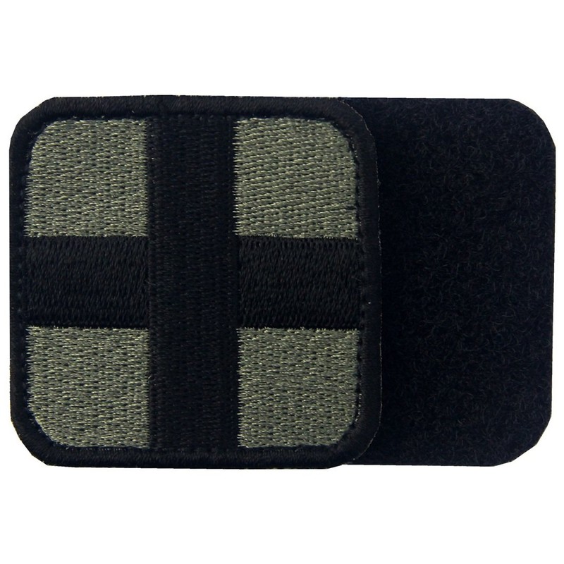Medic Cross Tactical Embroidered Velcro Patch Olive and Black