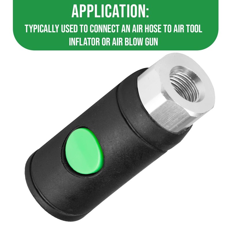 RayMagic 1PCS 1/4" Female Industrial Air Coupler, Push-Button Safety Coupler,