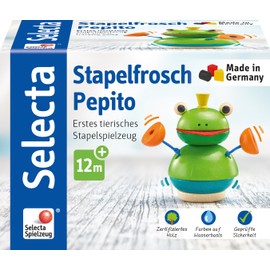Selecta 62041 Stapelfrosch Pepito, Stapelspielzeug aus Holz, 10 cm