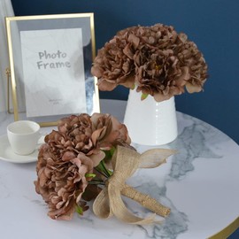 DH EYB 20pcs 5" Artificial Flower Peonies, Silk Peonies with 6" Stems, Flowers Suitable for Wedding Bouquets, Home Party Decoration (Coffee)