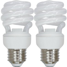 GE 85389 10-Watt 580-Lumen General Purpose T2 Spiral CFL Bulb, Soft White, 2-Pack