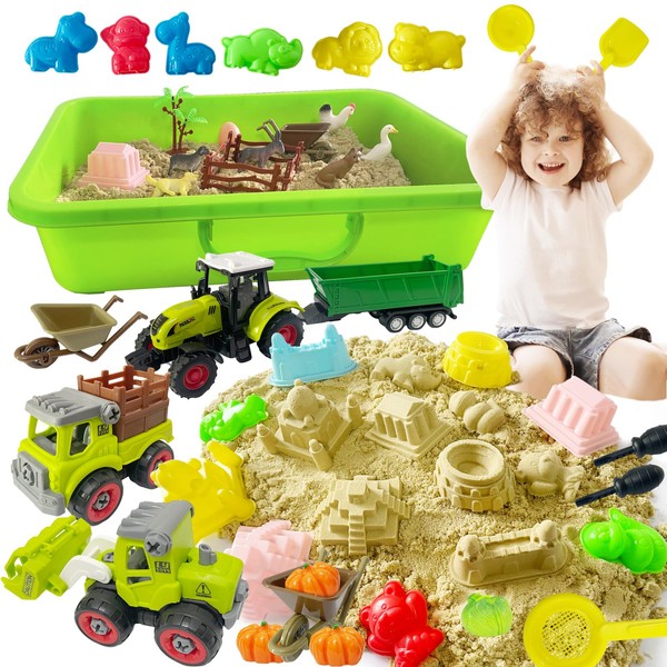 Kalysky Farm Sensory Bin with 2.2lbs Play Sand for Toddlers