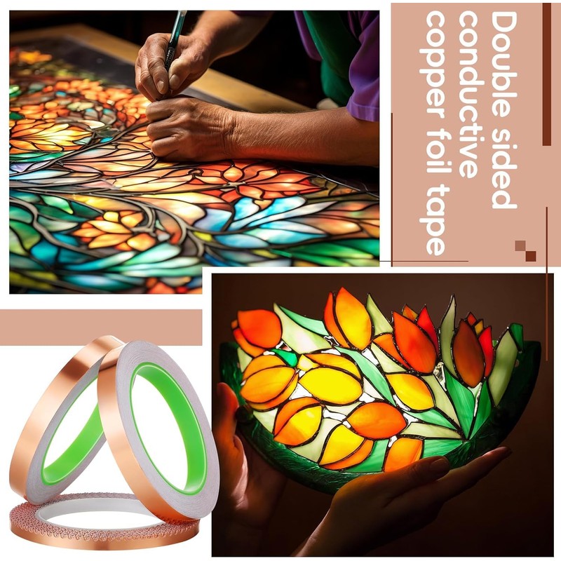 Thrseely 3 Pack Copper Foil Tape, 3 Size Double-Sided Conductive
