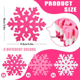 JarThenaAMCS 15Pcs Christmas Snowflake Felt Coaster Pink White Snowflake Drink Coaster Heat Resistant Tea Coffee Cup Mat for Winter Xmas Holiday Decor Supplies