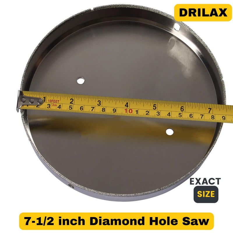 Drilax 7.5 Inch Diamond Hole Saw | Solid Steel Core