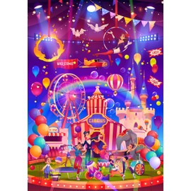 Puzzles for Adults 1000 Pieces - ArtRelief Jigsaw Puzzle with Colorful Premium Blue Board Material and Fun Circus Motive, Recommended Age 8+
