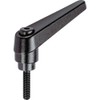 TRUSCO TCMRBK5-32 Clamp Lever Black Male Thread M5 Thread Length 12.6 inches (32 mm)