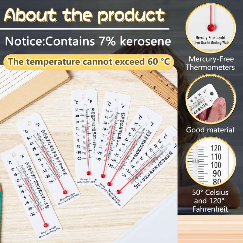 Maitys 10 Pcs Science Thermometers Mercury Free Student School Supplies