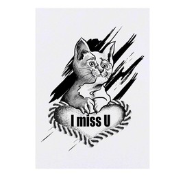'A Cat’s Lonely Heart' Temporary Tattoo - Water Resistant, Skin-Safe, Non-Toxic Transfer (TO00083567)