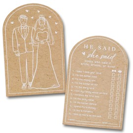 Kate Aspen He Said She Said Bridal Shower Games - Rustic Wedding Shower Decorations & Engagement Party Game - Bridal Shower Games for 50 Guests, Advice Cards for Bride & Groom