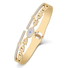 NEWEI Cute Evil Eye Bracelets Devil Eye Evil Eye Bracelet Protective Bracelet Turkish Eye for Women Girls Charms Blue Eye Protection Gifts, Stainless Steel, Zircon gemstone.