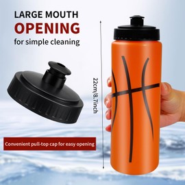 TANEMUDO 16 Pcs Basketball Water Bottle 20 oz with 3 Pcs Label Squeeze Water Bottles Reusable Sports Drink Bottle basketball Accessories for Sports Party Gifts