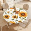 AYTTBIS Sunflower Watercolor Round Fitted Tablecloth with Elastic,Waterproof Oil Proof