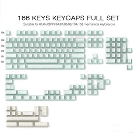 Sunzit Green Keycaps,166 Keys PBT Custom Translucent Keycaps,Cherry Profile Crystal Jelly Keycap Set,Cute Shine Through Keyboard Key caps for Mechanical Keyboards