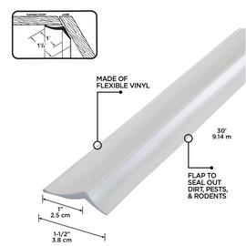 M-D Building Products 03822 30ft. (White) Durable Garage Door Seal & Weather Stripping Insulation Kit - Keeps Dust and Moisture Out, Easy Installation for Top and Sides
