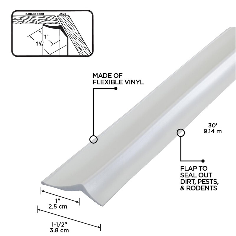M-D Building Products 03822 30ft. (White) Durable Garage Door Seal