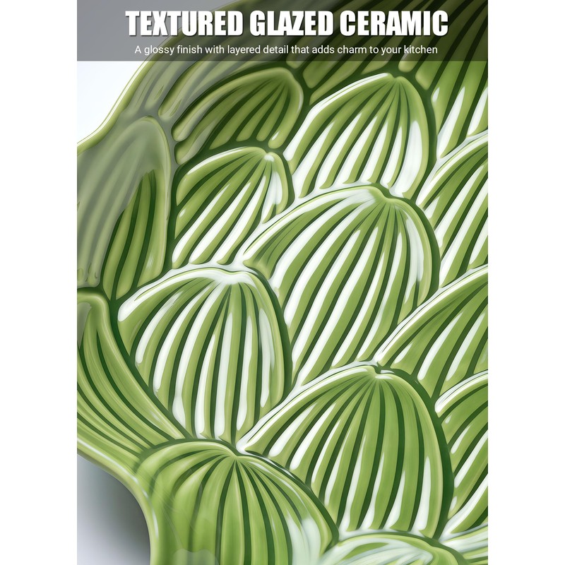 Green Leaf Spoon Rest, Ceramic Utensil Holder for Stove Top