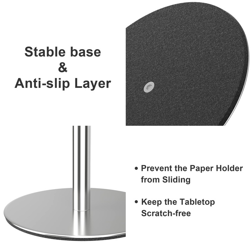 Silver Paper Towel Holder Countertop, Free-Standing Kitchen Roll Holder, Stainless