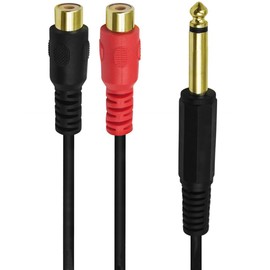 Halokny 6.35mm to 2 RCA Cable, Gold Plated 1/4 inch Mono TS Male to 2 Dual RCA Female Plug Y Splitter Adapter Cable - 8 Inch