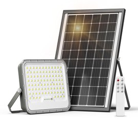 Solar Flood Lights Outdoor, All-Aluminum 300W LED Work Light with Remote Control, IP65 Waterproof Camping Lantern, 6500K Dusk to Dawn Versatile Solar Lights for Yard, Patio, Garage, Pool, Campsite