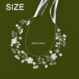 KOZOY Haarschmuck Kommunion, Haarschmuck Mädchen Blumenkranz mit Perlen, Handgemachtes Haarband für Kommunion Hochzeit Blumenmädchen