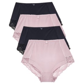 Womens Briefs Underwear Light Tummy Control Panties S-Plus Size 4 Pack Girdle Panty (3XL, Dusty Rose)
