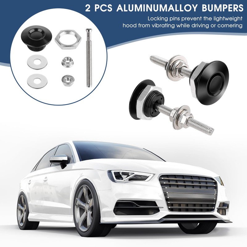 2 Pcs Quick Release Bumper Universal Aluminum Vehicle Hood Pins