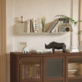 Sttoraboks Floating Shelves - Set of 3 Wall Mounted Metal Shelves with Unique Design for Wall Storage, Book Shelf, Display Shelves for Bathroom, Bedroom, Kitchen, Living Room, White