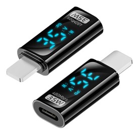 RULGOI Lightning to USB-C Adapter, Lightning Male to USB-C Female, Supports 35WPD Fast Charging and Data Sync, Blue Digital Display.(2-Pack)