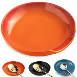 LYEOBOH Spoon Rest for Stove Top, Ceramic Kitchen Spoon Holder, 5 Inch Cute Fall Spoon Rest Cooking Ladles Rest for Spatula, Housewarming, Christmas, Mother's Day Gifts, Orange, PC1