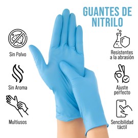 Guante Nitrilo Azul Desechable Gaero Shop - Caja con 100 Piezas Talla Chica Sin Látex - 5 Mil Espesor - Guante Nitrilo Resistente para Cocina, Limpieza, Pintura, Jardinería, Reparación y Estilistas