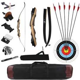 DEERACE Takedown Recurve Bow and Arrow Set 62" Classic Traditional Wooden Bow for Adults Youth Beginner Hunting Targeting Archery (30 Lbs, Right Hand)