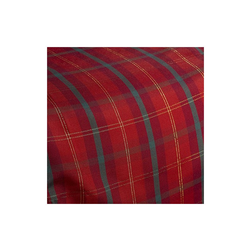 Christmas Tartan Check Woven Tablecloth Red & Gold Festiv Dining