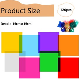 MUYYIKA 120 Sheets Coloured Transparent Films, 15 cm x 15 cm Colourful Transparency Film, Coloured Cellophane Film for DIY, Coloured Cellophane Film, Coloured Cellophane Film, for Flowers