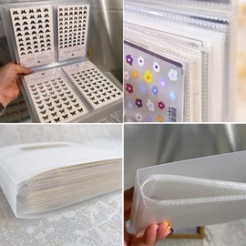 Nail Art Sticker Storage Book Display Collecting Album,80 Slots Translucent Empty Nail Art Decals/Photos Storage Book Nail Art Tools