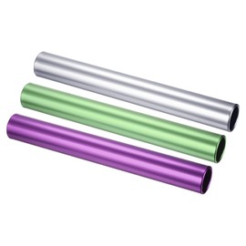 PATIKIL Relay Track Batons Set, 3 Pack Aluminum Alloy Tube Field Running Race Stick for Outdoor Athletics Sport Game Tool (Green, Purple, Silver)