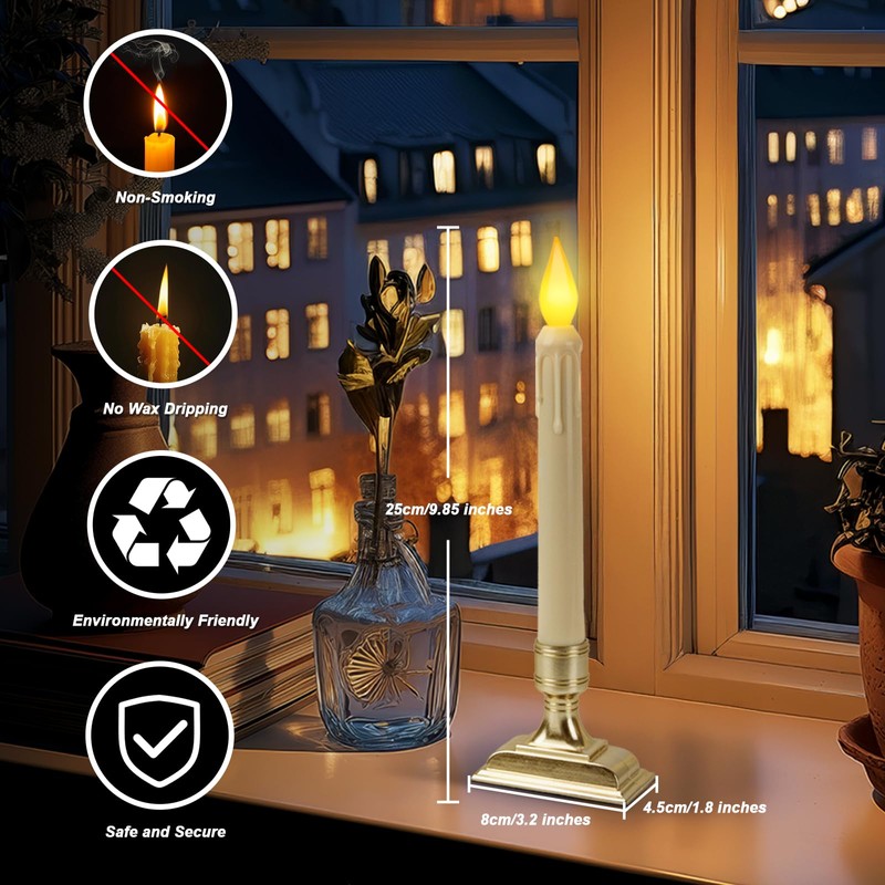 Meigic 6 Pcs Sensor Dawn to Dusk Window Candles, Flickering