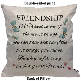 HGOD DESIGNS Cushion Cover Friendship Quotes A Friend is One of The Nicest Things To Friends,Throw Pillow Case Home Decorative for Living Room Bedroom Sofa Chair 18X18 Inch Pillowcase 45X45cm