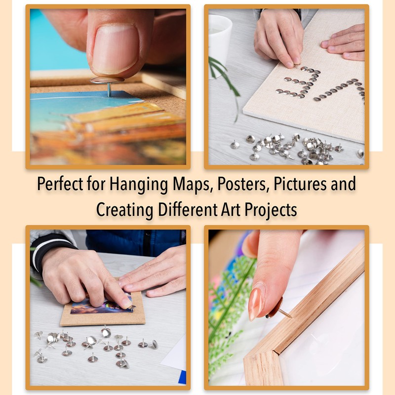 Mr. Pen Thumb Tack, Flat Push Pins, Silver Thumb Tacks,