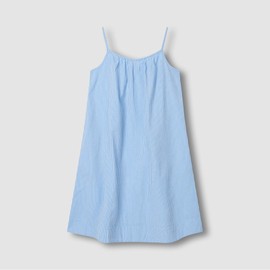 JAJU [JAJU] Women's Cotton Seersucker Sleeveless Pajama Dress_Dark Blue