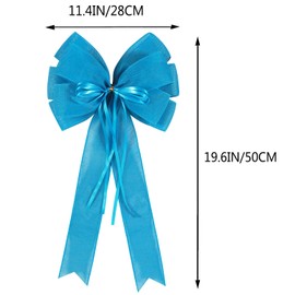 2 Pcs Large Blue Christmas Wreath Bow Decor,Christmas Tree Topper Bow Decorations,Decorative Bow with Blue Burlap and Glitter String for Holiday Home Front Door Outdoor