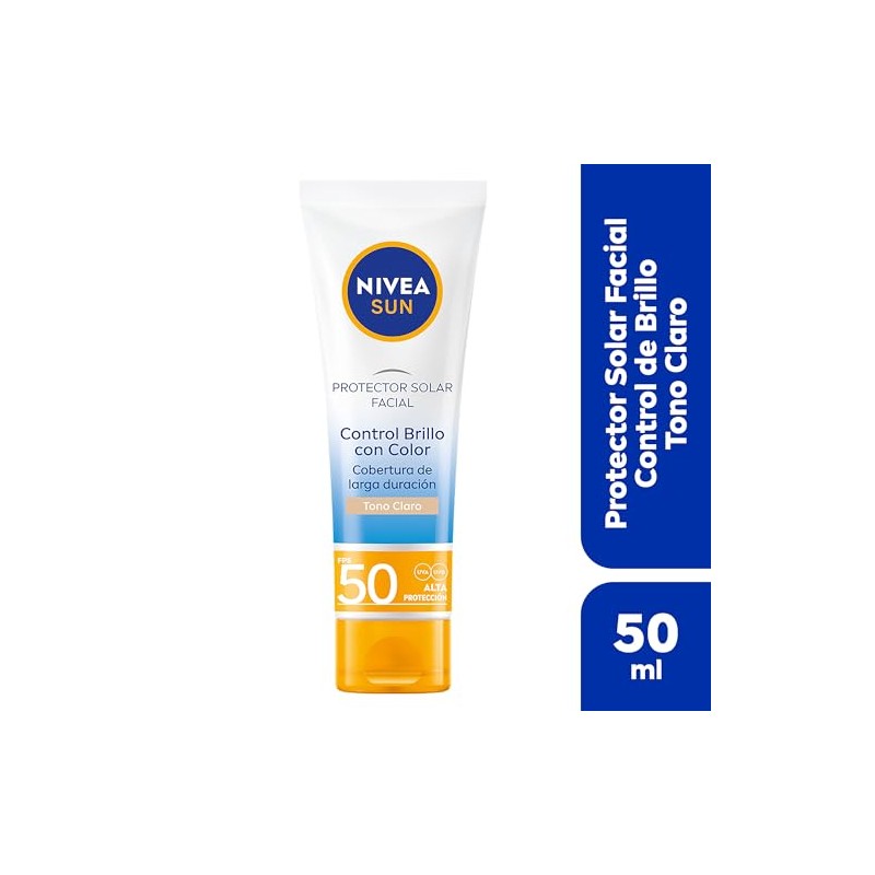 Protector Solar Facial NIVEA SUN Control Brillo Tono Claro, Cobertura