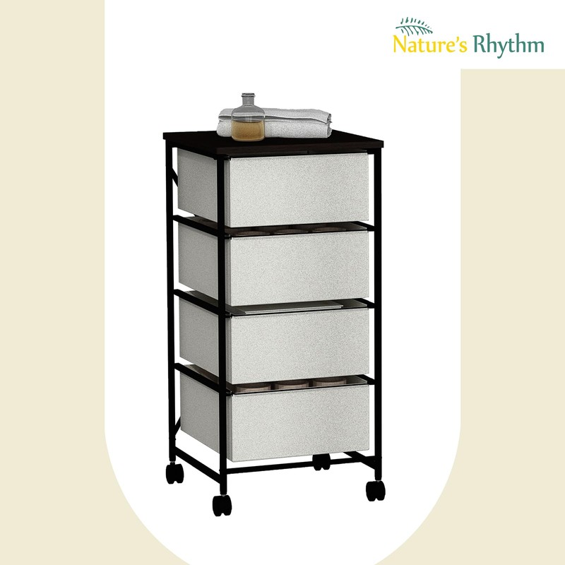 4-Tier Non-Woven Storage Rack, Adjustable Garage Shelving Metal Shelving Unit,