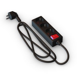 Schuko Power Strip with 3 Sockets with Switch, 1.5 m H05VV-F 3G1.5 m㎡, Socket with 3 Sockets