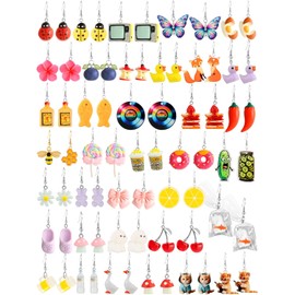 Juego de 36 pares de aretes divertidos para mujer, diseo de extrao y fresco, hechos de resina, joyera divertida