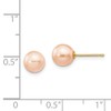 14K Yellow Gold 6-7mm Pink Round Freshwater Cultured Pearl Stud